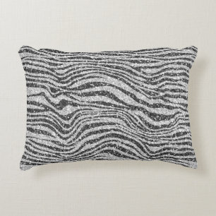 Silver Black Glitz Zebra Glitter Prydnadskudde