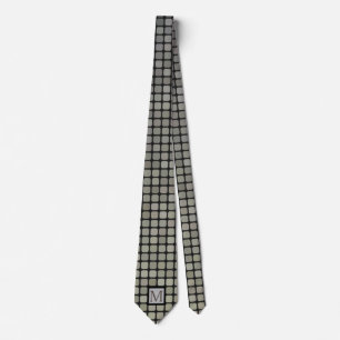 Silver Black & Grått Squares Monogram Slips