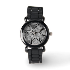 Silver & Black Hearts and Stars Watch Armbandsur