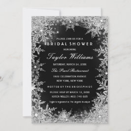 Silver Black Jewel Snowflake Möhippa Inbjudningar