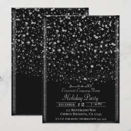 Silver & Black Konfetti Sprutande Holiday Festa Inbjudningar