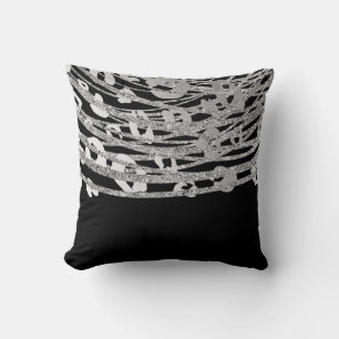 Silver & Black Leopard Gepard Tryck Mönster Glam Kudde
