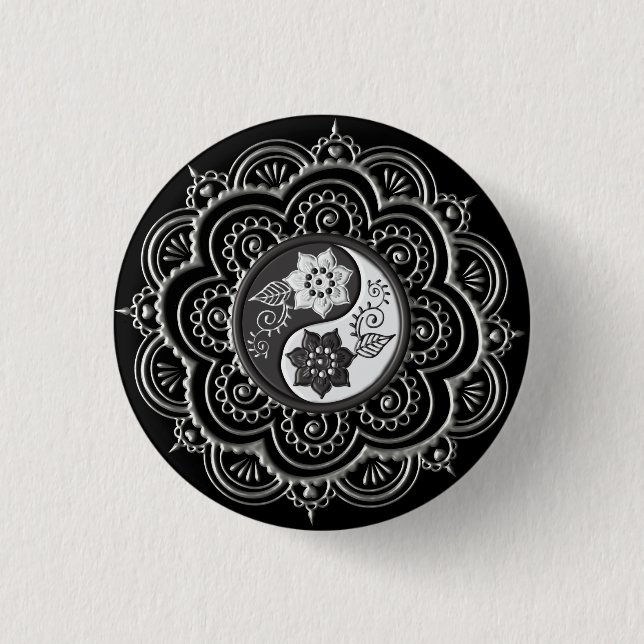 Silver & Black Mandala Knapp (Framsida)