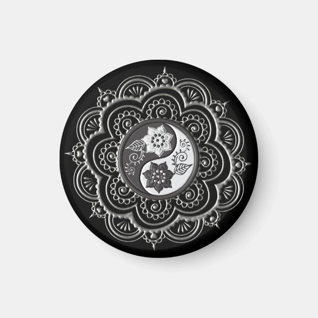 Silver & Black Mandala Magnet (Framsidan)