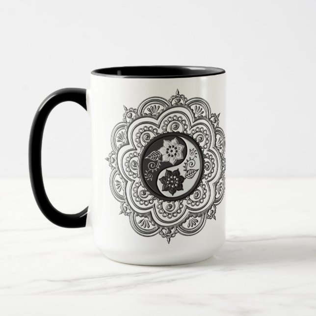 Silver & Black Mandala Mugg (Vänster)