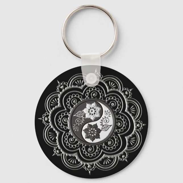 Silver & Black Mandala Nyckelring (Framsida)