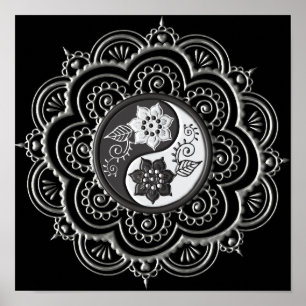 Silver & Black Mandala Poster