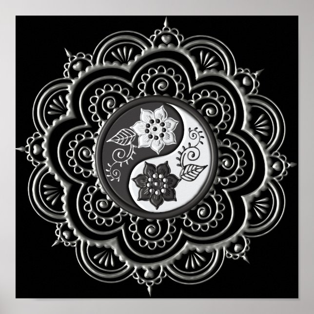 Silver & Black Mandala Poster (Framsidan)