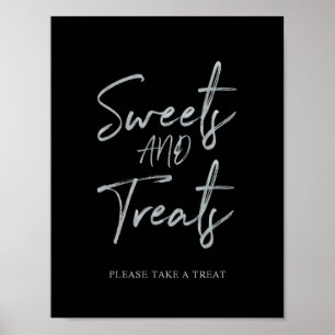 Silver & Black Modern Sweets & Treats Party-tecken Poster