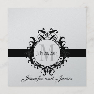 Silver Black Monogram Spara datum Bröllop Datumet