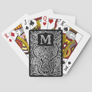 Silver Black Monogrammed Vintage Luxury Anpassning Casinokort