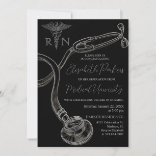 Silver Black Nursing School Studentfest Inbjudningar