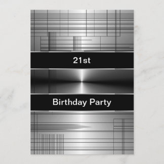 Silver Black Rand Mans 21:a födelsedag Inbjudningar