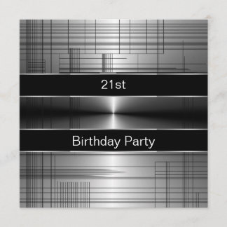Silver Black Rand Mans 21:a födelsedag Party Inbjudningar