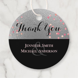 Silver Black Rosa Rosegold Confetti Bröllop Gåvor Etiketter