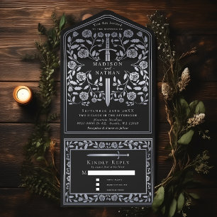Silver Black Royal Medieval Sword Bröllop