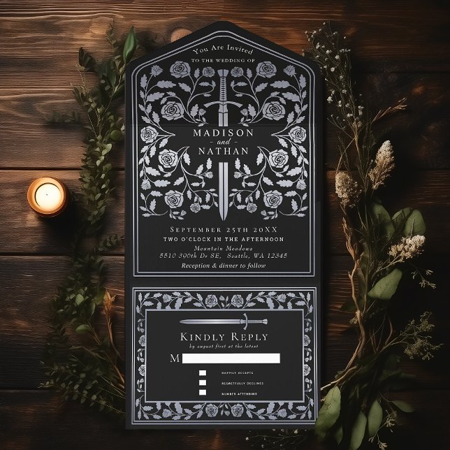 Silver Black Royal Medieval Sword Bröllop (Skapare uppladdad)
