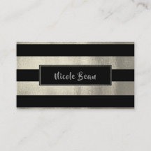 Silver & Black Stripes Chic Modern Glam