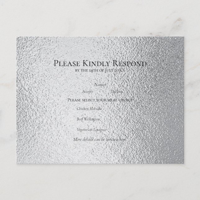 Silver & Black Swirl Gothic Bröllop Helg Vykort (Framsida)