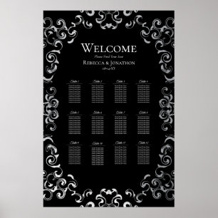 Silver & Black Swirl Gothic Bröllop Poster