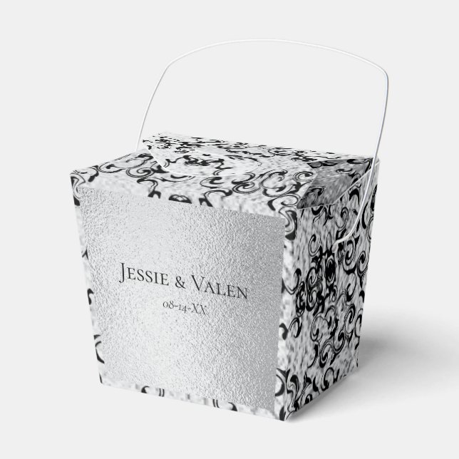 Silver Black Swirl Gothic Bröllop Presentaskar (Framsidan Sidan)