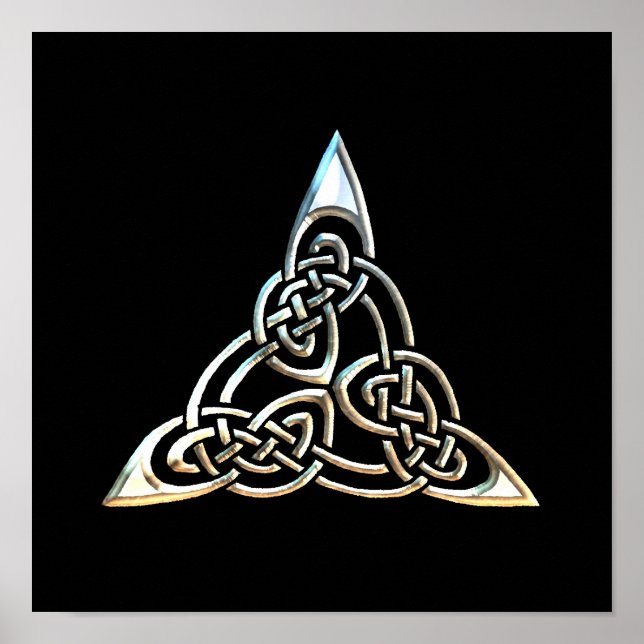 Silver Black Triangle Spiral Celtic Knot Design Poster (Framsidan)