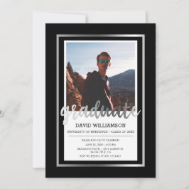 Silver & Black Typography | FotoStudentfest Inbjudningar