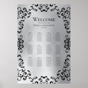 Silver & Black Virvlande Gotisk Bröllop Poster