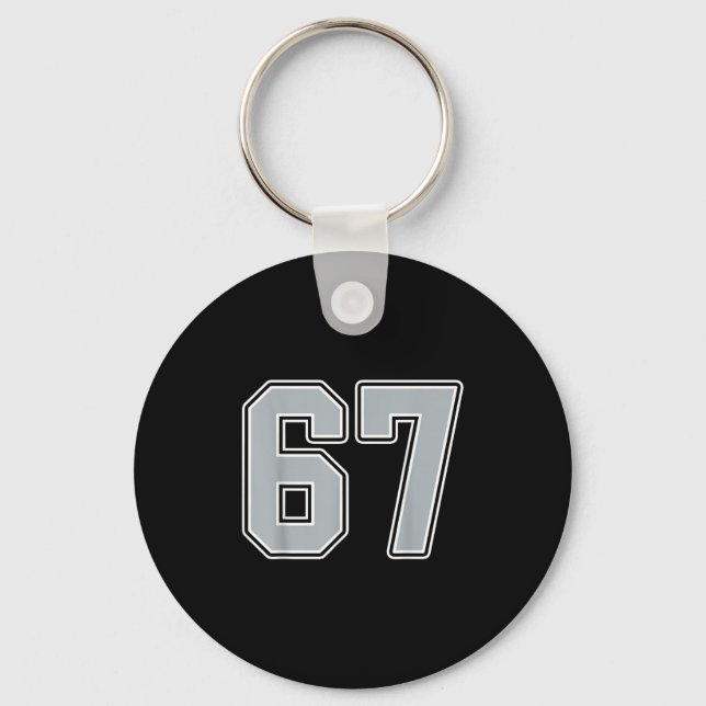 Silver Black White Number 67 Jersey Player Uniform Nyckelring (Framsida)