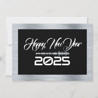 Silver & black wish card New Year with sound wave Julkort