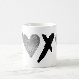 Silver Black XOXO Hearts Kaffemugg