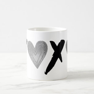 Silver Black XOXO Hearts Kaffemugg