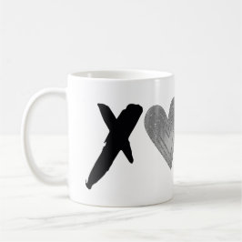 Silver Black XOXO Hearts Kaffemugg