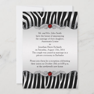 Silver Black Zebra Red Jewel Post Bröllop Invati Inbjudningar