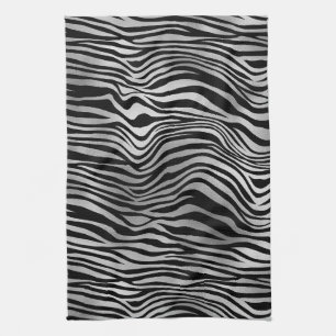 Silver Black Zebra tryck Kökshandduk