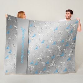 silver,blått,blått, guld, silver, teckning, fisk fleecefilt