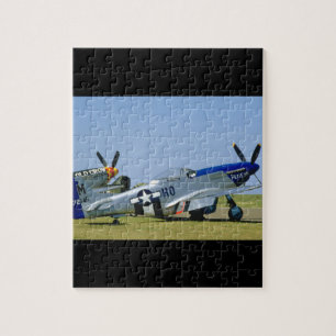 Silver & blått, P51 Mustang, Side_WWII flygplan Pussel