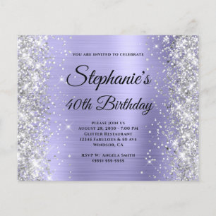 Silver blek lila Glam Monogram 40-årsfirande Flygblad
