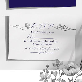Silver Blommig Bröllop RSVP-kort OSA Kort