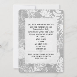 Silver Blommigt Bröllop Vow Renewal Inbjudningar
