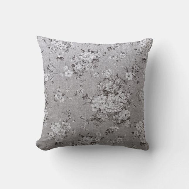 Silver Blommigt Design Luxury Pillow Kudde (Framsida)