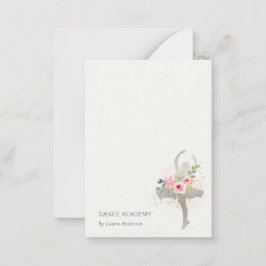 Silver Blommigt Girl Dancer Dance Academy Logotyp Anteckningskort