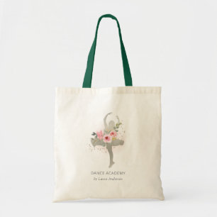 Silver Blommigt Girl Dancer Dance Academy Logotyp Tygkasse