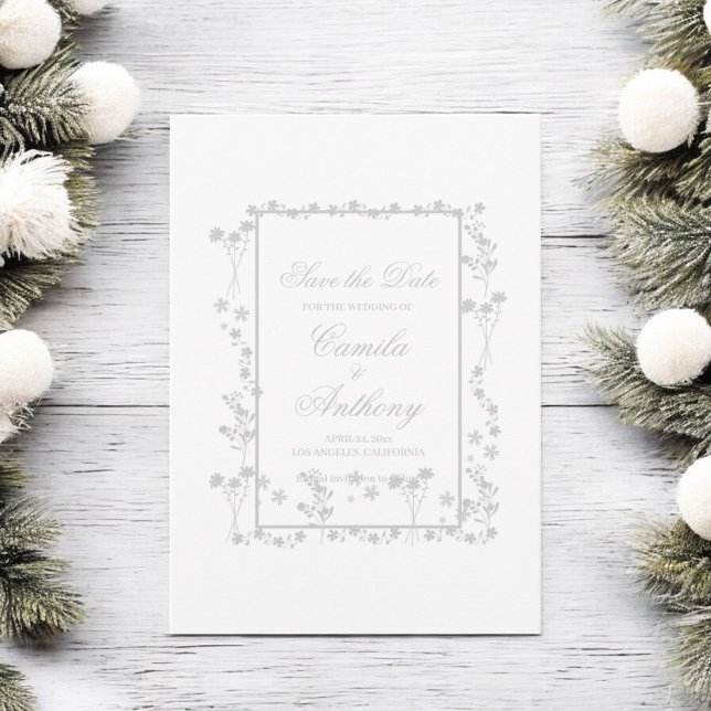 Silver Blommigt Gräns Bröllop Inbjudningar (Skapare uppladdad)