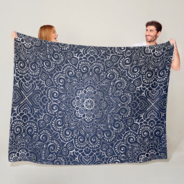 Silver Blommigt Mandala Fleecefilt