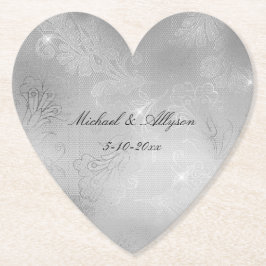 Silver Blommigt Snöre Bröllop Underlägg Papper