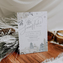 Silver Blommigt Winter Snowflake Baby Shower