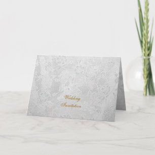Silver Blommor Bröllopsinbjudan Kort