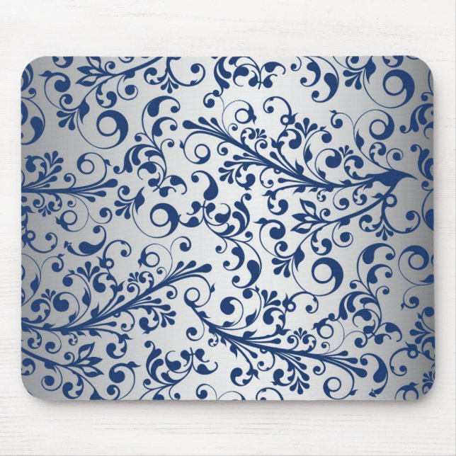 Silver Blue Abstrakt Musmatta (Framsidan)