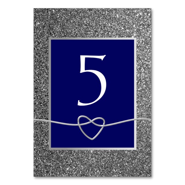 Silver Blue Bröllop Bordsnummer (Framsidan)